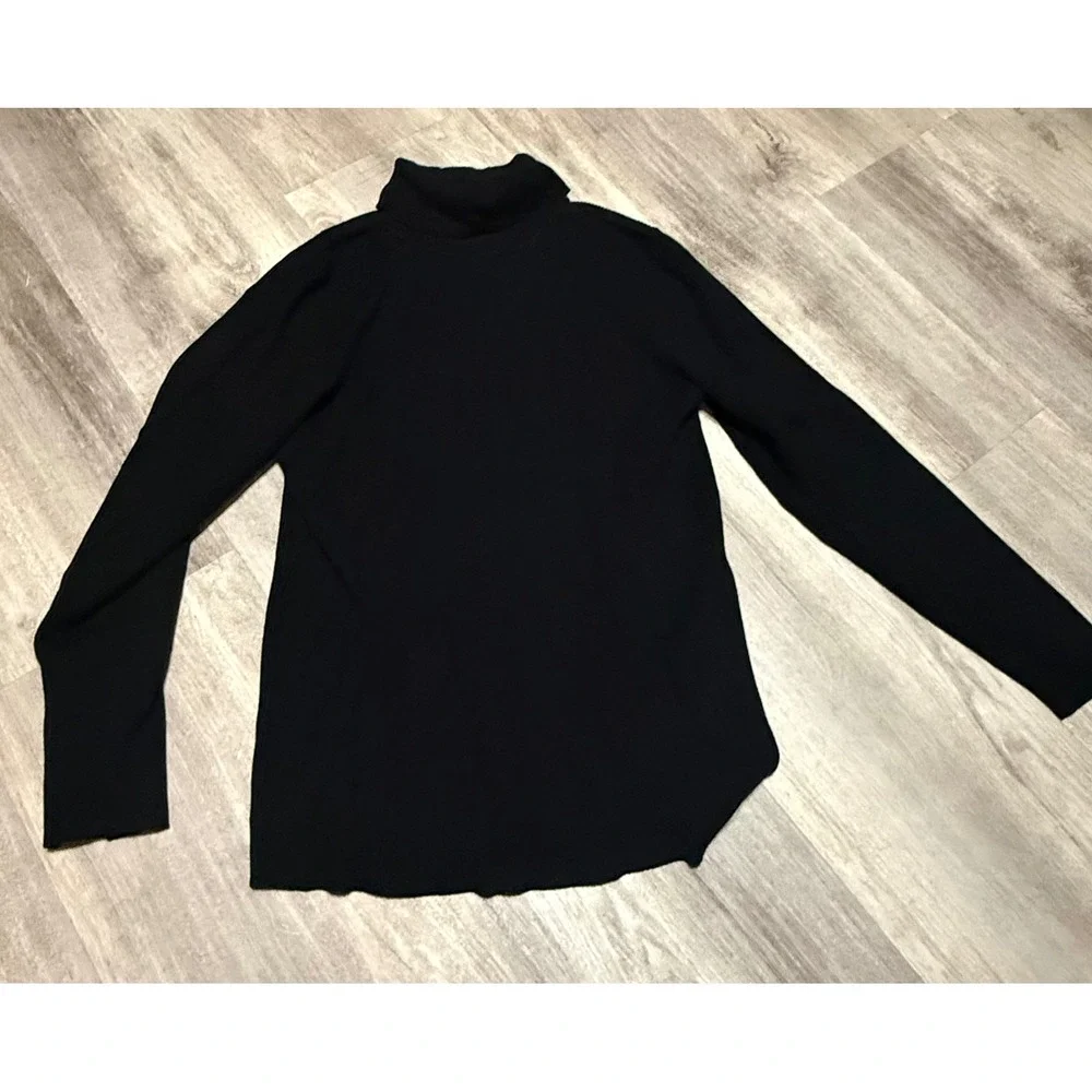 Coldwater Creek Black‎ Ribbed Turtleneck Long Sleeve Top Women's Size Large